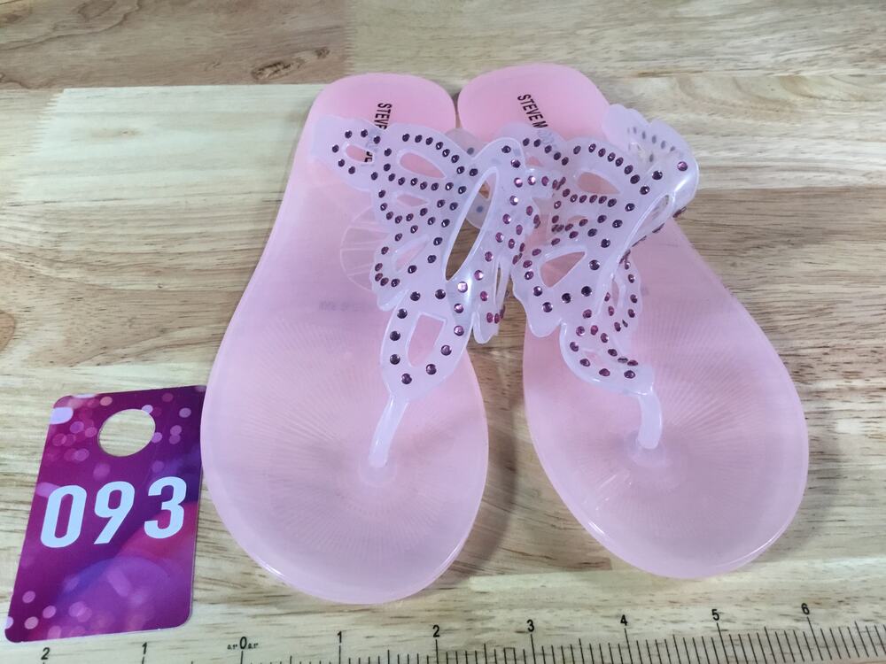 Steve Madden Thong Women's 5 Pink Transparent Jelly Rhinestone Summer Sandals